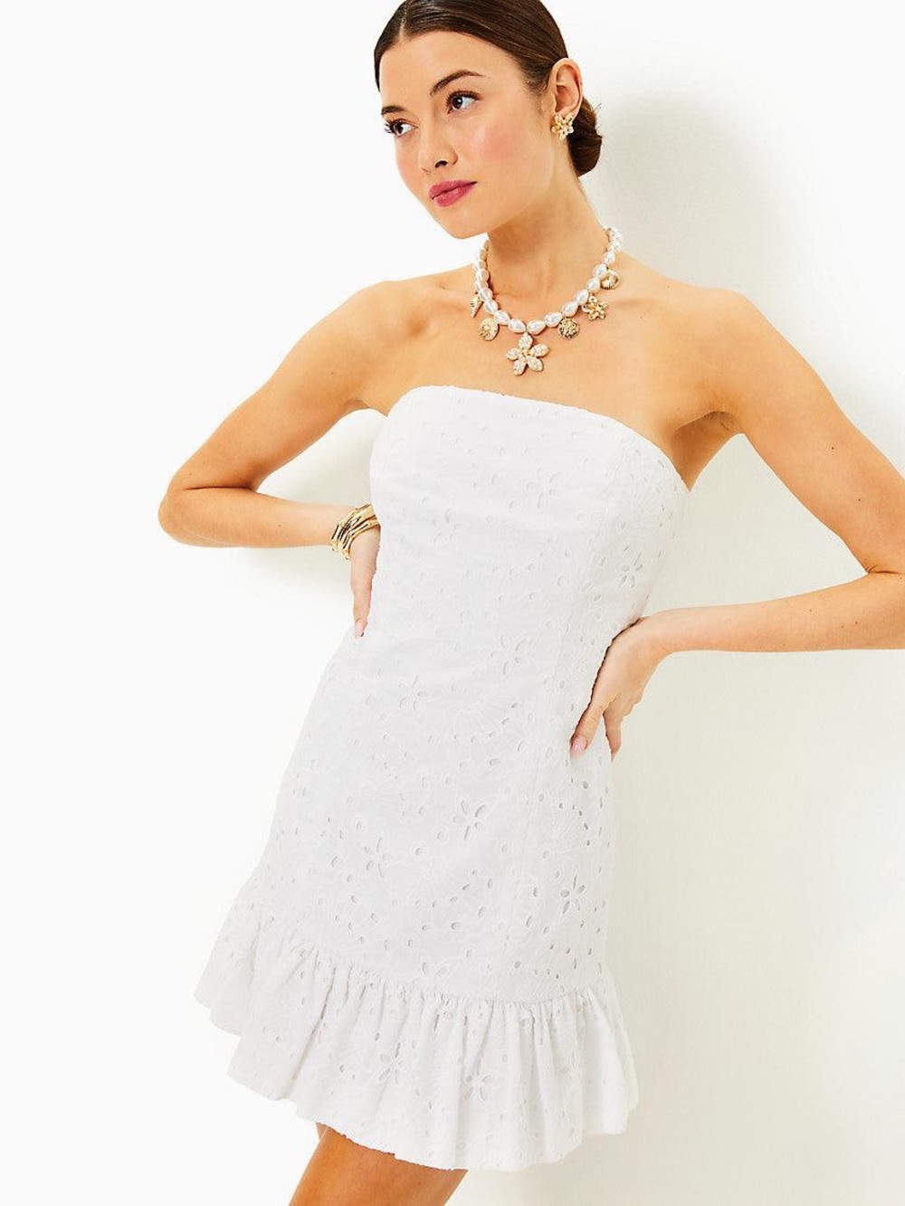 Lilly Pulitzer Adorie White Eyelet Sea Life Ruffle Dress 8
